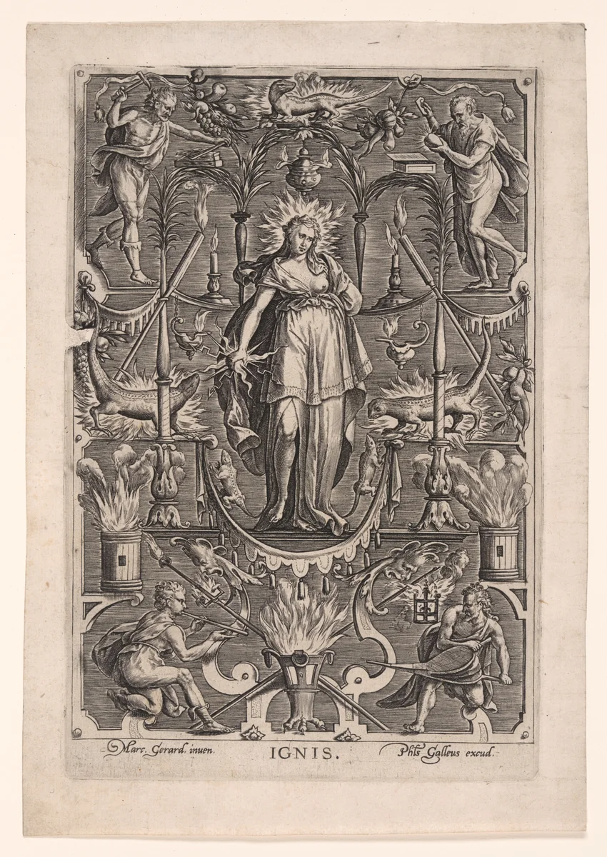 Fire, from The Four Elements by Marcus Gheeraerts I, print, 1575-1585