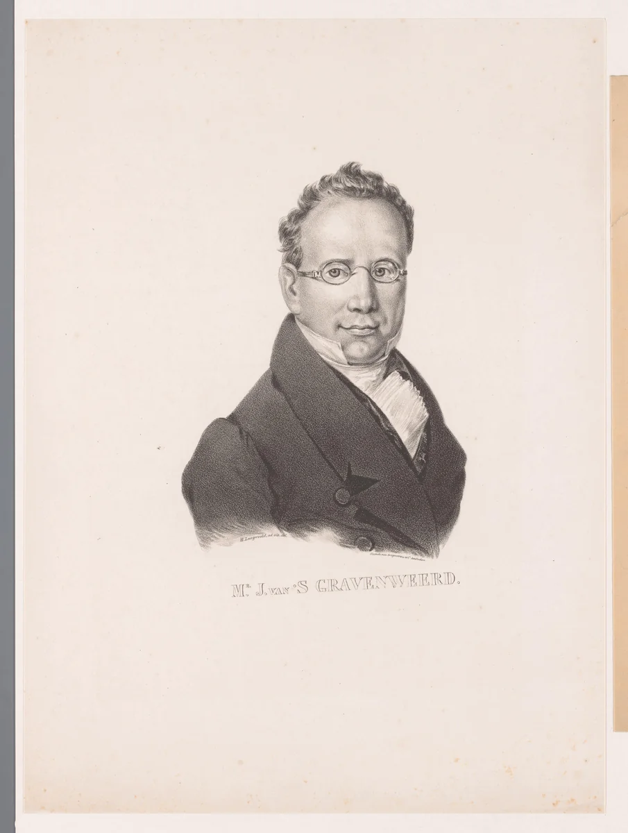 Portret van Jan van 's Gravenweerd by anonymous, print, 1825-1849