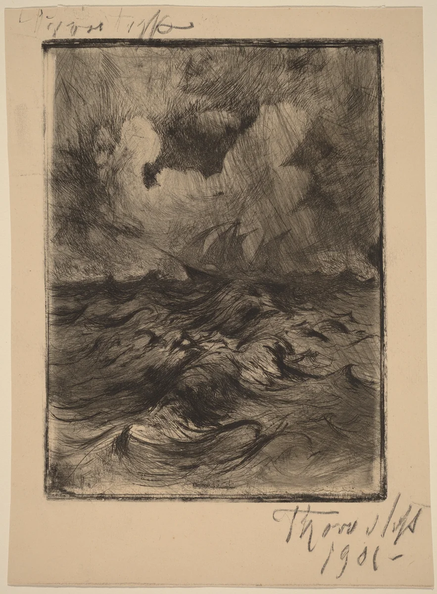 Storm at Sea by Thorvald Simeon Niss, print, 1842-1905