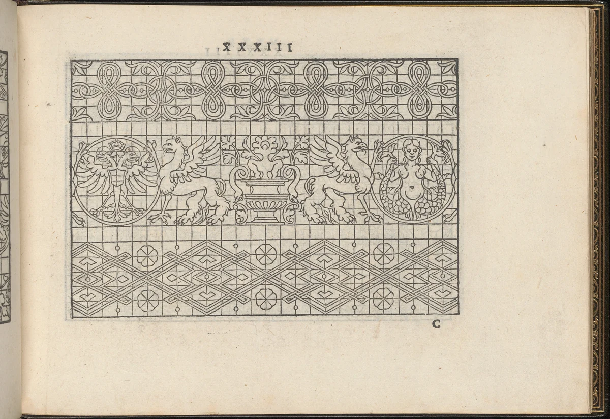 La Vera Perfettione del Disegno di varie sorti di recami, page 17 (recto) by Giovanni Ostaus, book, 1567