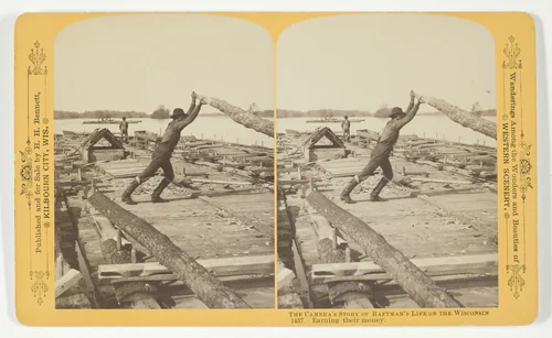 Earning their money, from the series "The Camera's Story of Raftman's Life on the Wisonsin" by Henry Hamilton Bennett, photograph, 1886