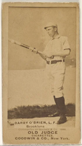 Darby O'Brien, Left Field, Brooklyn Bridegrooms, from the Old Judge series (N172) for Old Judge Cigarettes by Goodwin & Company, photograph, 1888