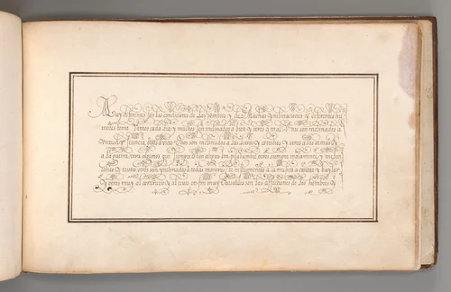 Calligraphic Exercise in Spanish by anonymous, book, 1600-1625