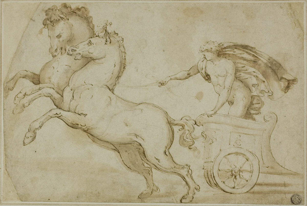 Apollo Driving the Chariot of the Sun by Pietro Buonaccorsi, drawing, 1519-1521