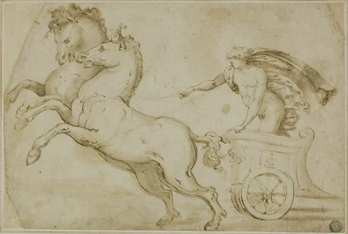 Apollo Driving the Chariot of the Sun by Pietro Buonaccorsi, drawing, 1519-1521