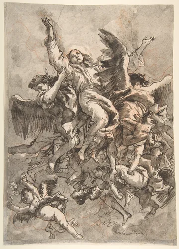 The Assumption of the Virgin by Giovanni Domenico Tiepolo, drawing, 1727-1804