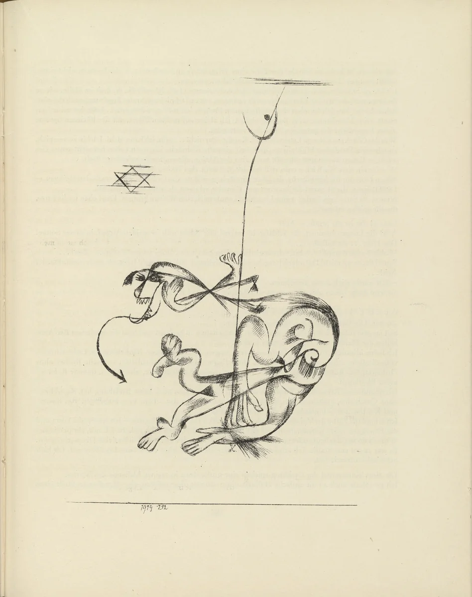 The Nightmare (Der schreckliche Traum) (plate, page 185) from the periodical Münchner Blätter für Dichtung und Graphik, vol. 1, no. 11/12 (December 1919) by Paul Klee, periodical, 1919