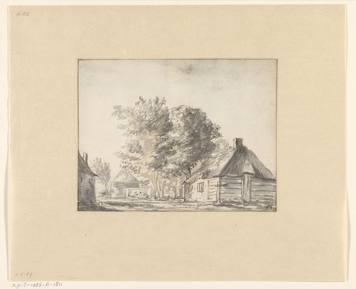 Dorpsgezicht by Simon de Vlieger, drawing, 1610-1653