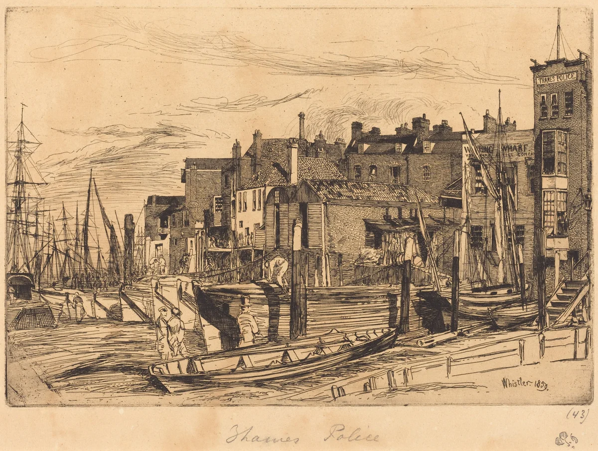 Thames Police by James McNeill Whistler, print, 1859