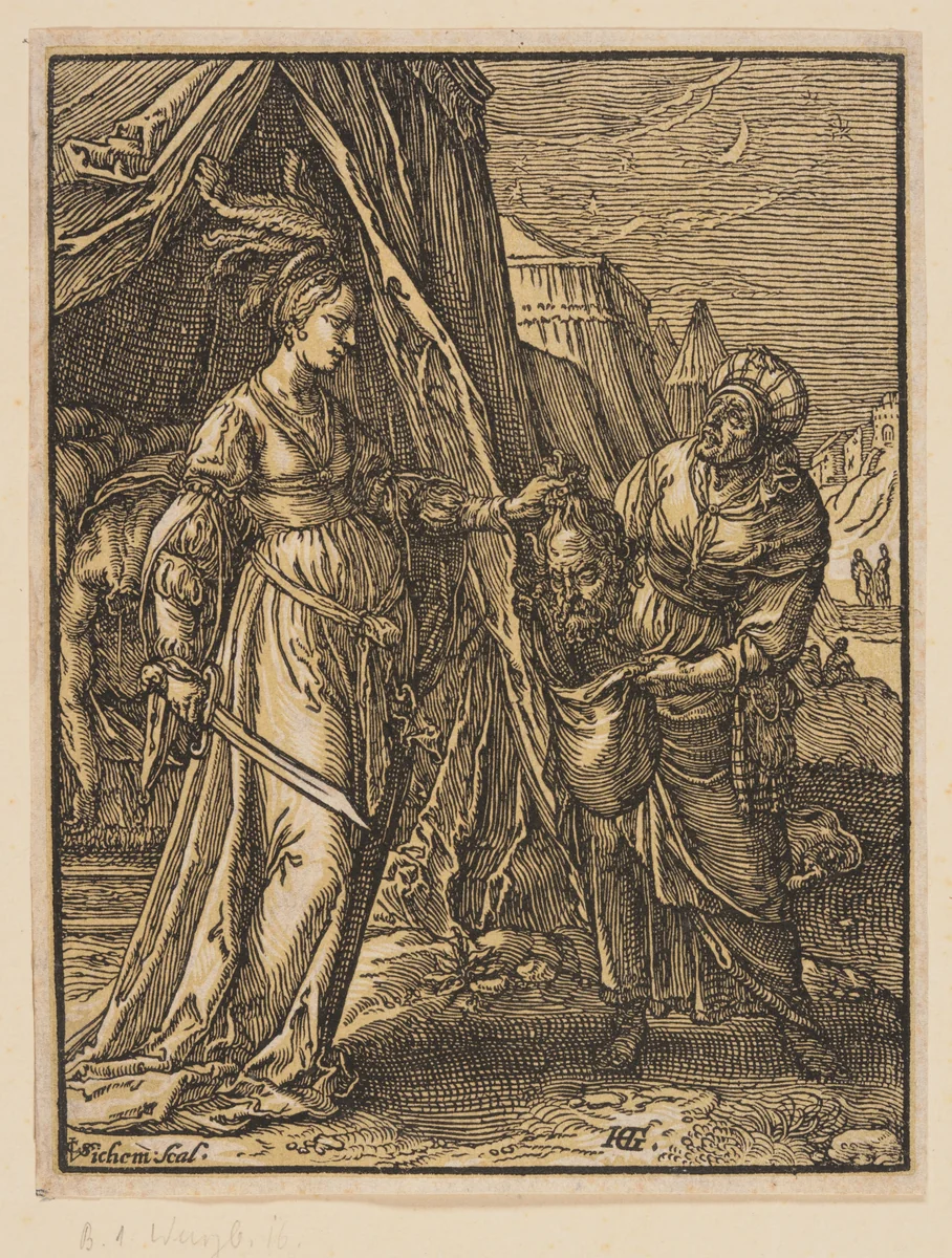 Judith with the Head of Holofernes by Christoffel van Sichem, print, 1600-1610