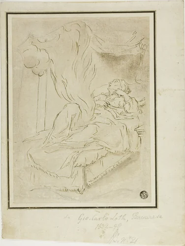 Danae and the Shower of Gold by Johann Carl Loth, drawing, 1652-1698