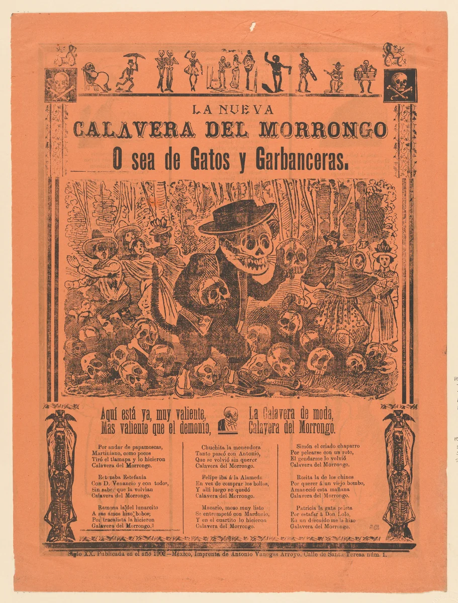The new skeleton of the servant class or for tomcats and maids by José Guadalupe Posada, print, 1902