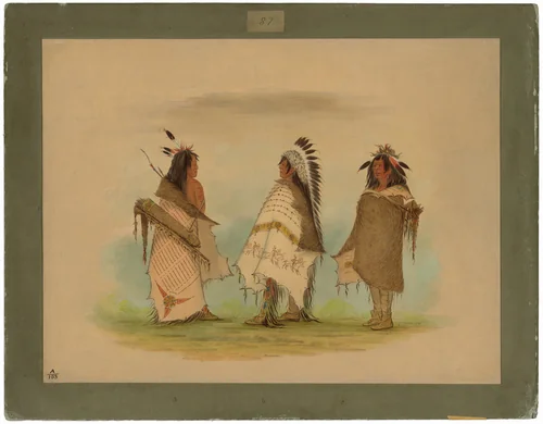 Three Shoshonee Warriors by George Catlin, painting, 1861