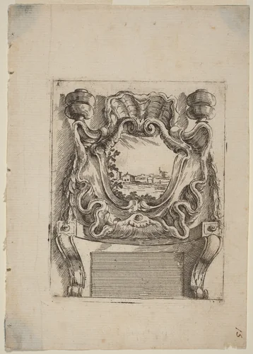 Architectural Motif with a Landscape by Carlo Antonio Buffagnotti, print, 1690