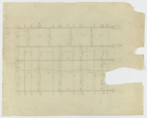 Weissenhof Apartment House, "The Dwelling" Exhibition, Stuttgart, Germany (Section, framing system and footings) by Ludwig Mies van der Rohe, mies van der rohe archive, 1926