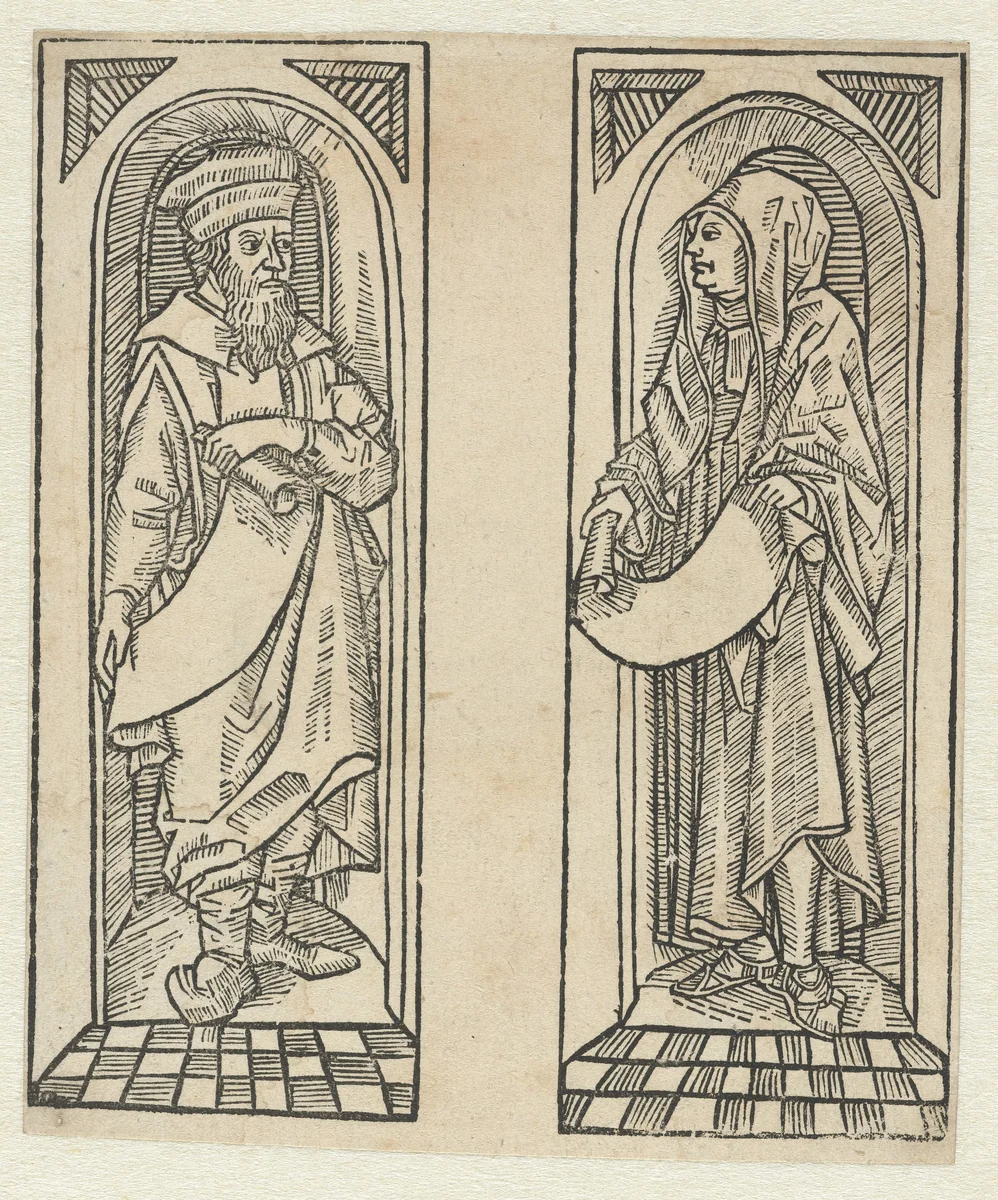 Vierde profeet en een profetes by anonymous, print, 1470-1482