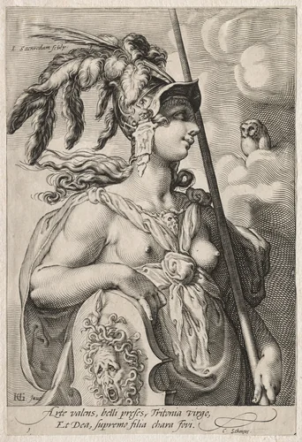 Three Goddesses by Jan Saenredam, print, 1590-1600