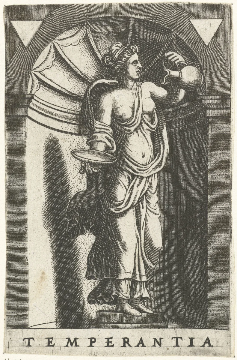 Matigheid by Hans Collaert, print, 1557