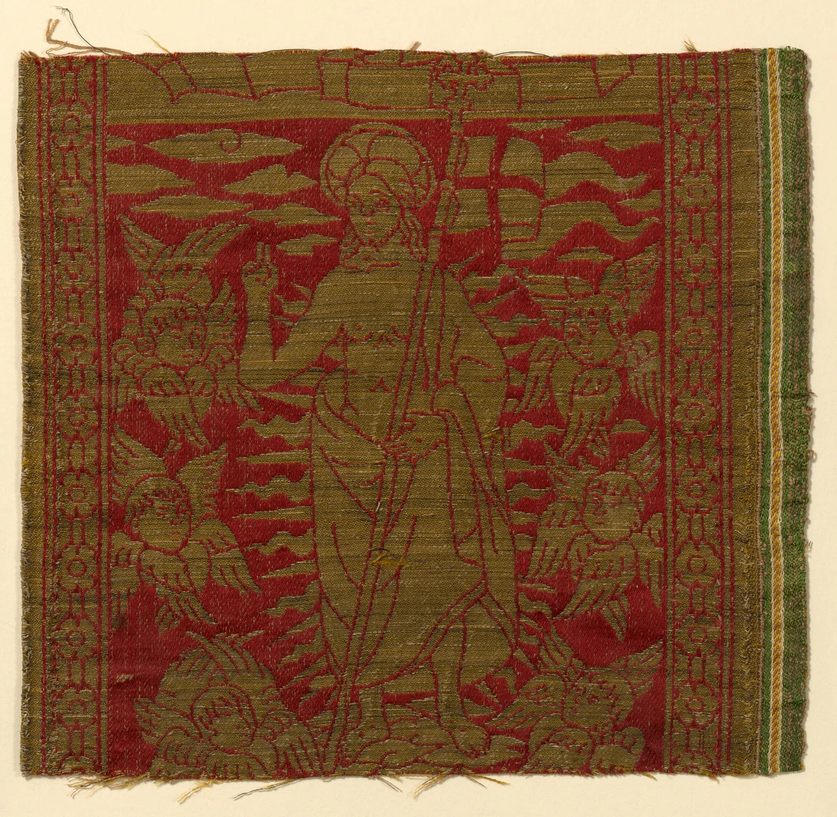 Fragment from an Orphrey Band Depicting the Resurrection by Italy, textile, 1401-1500