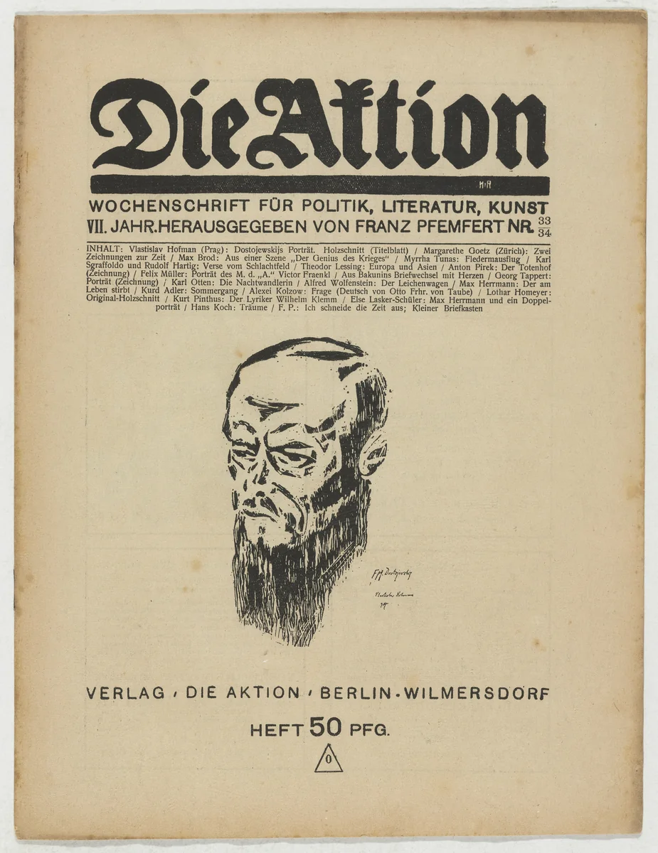 Die Aktion, vol. 7, no. 33/34 by Otto Freundlich
Lothar Homeyer, periodical, 1917