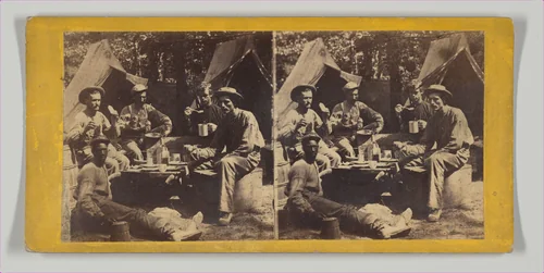 Camp Scenes, Army of the Potomac. Camp Dinner. by Thomas C. Roche, photograph, 1861