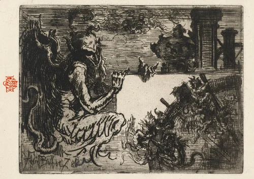 The Demon Printer by Félix-Hilaire Buhot, print, 1847-1898