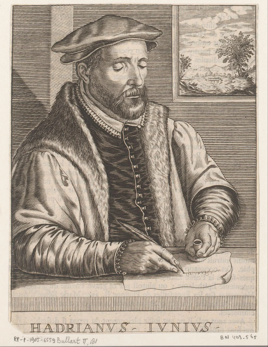 Portret van Hadrianus Junius by Nicolas de Larmessin, print, 1682