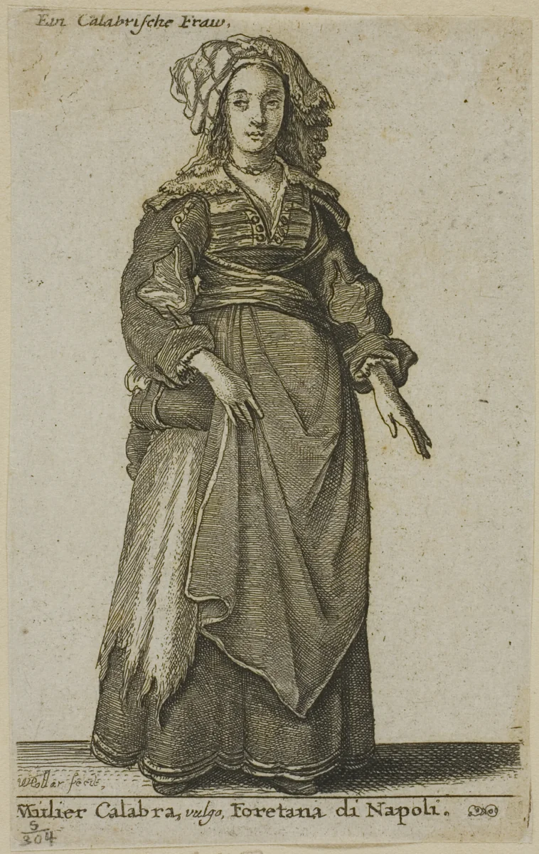 Woman of Calabria by Wenceslaus Hollar, print, 1644-1650