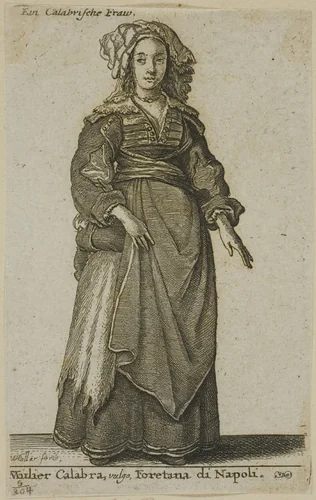 Woman of Calabria by Wenceslaus Hollar, print, 1644-1650