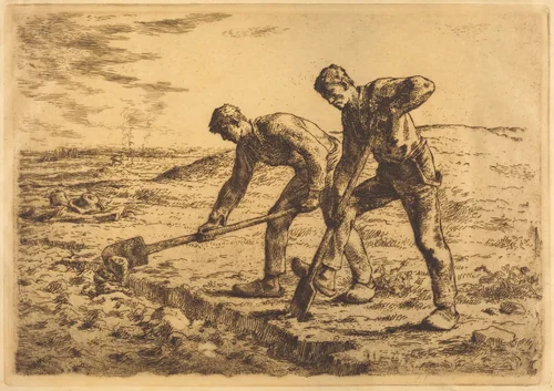 The Diggers (Les becheurs) by Jean-François Millet, print, 1814-1875