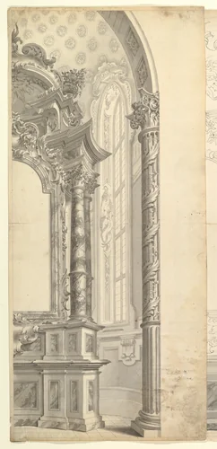 Halved Design for an Altar by anonymous, drawing, 1700-1780