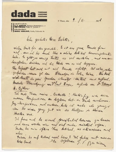 Dada Podívaná Letterhead (Letter from E.F. Burian) by Unidentified Designer, design, 1928
