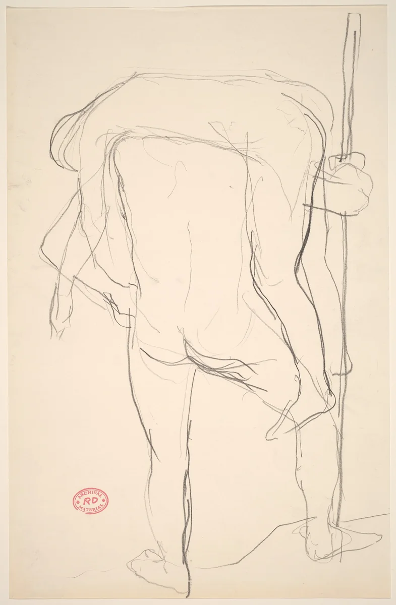 Untitled [model draped over another model's shoulders] by Richard Diebenkorn, drawing, 1955-1967
