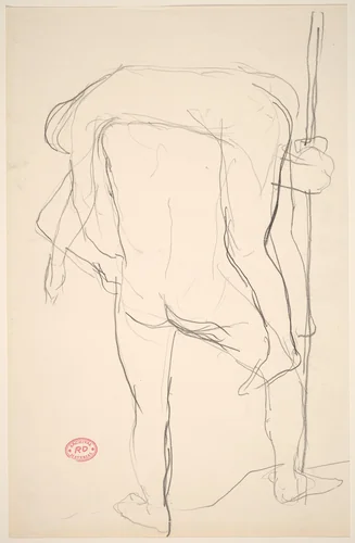 Untitled [model draped over another model's shoulders] by Richard Diebenkorn, drawing, 1955-1967