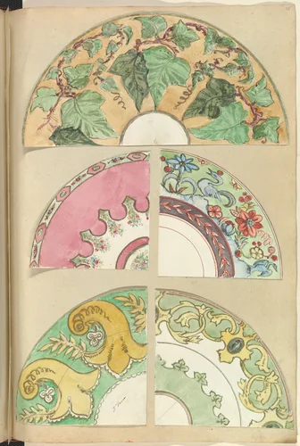 Five Designs for Decorated Plates by Alfred Forrester, drawing, 1845-1855