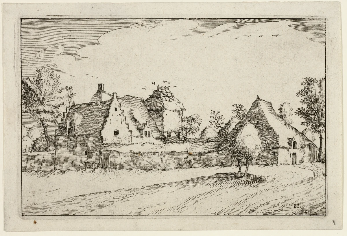 Walled Farm, plate eleven after Pictures of Farms, Country Houses and Rustic Villages (Praediorum villarum et rusticarum casularum icones) by Claes Jansz Visscher, print, 1612