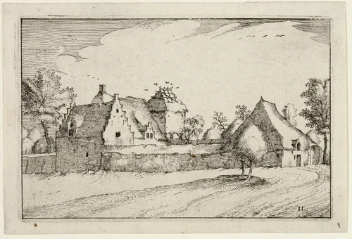 Walled Farm, plate eleven after Pictures of Farms, Country Houses and Rustic Villages (Praediorum villarum et rusticarum casularum icones) by Claes Jansz Visscher, print, 1612