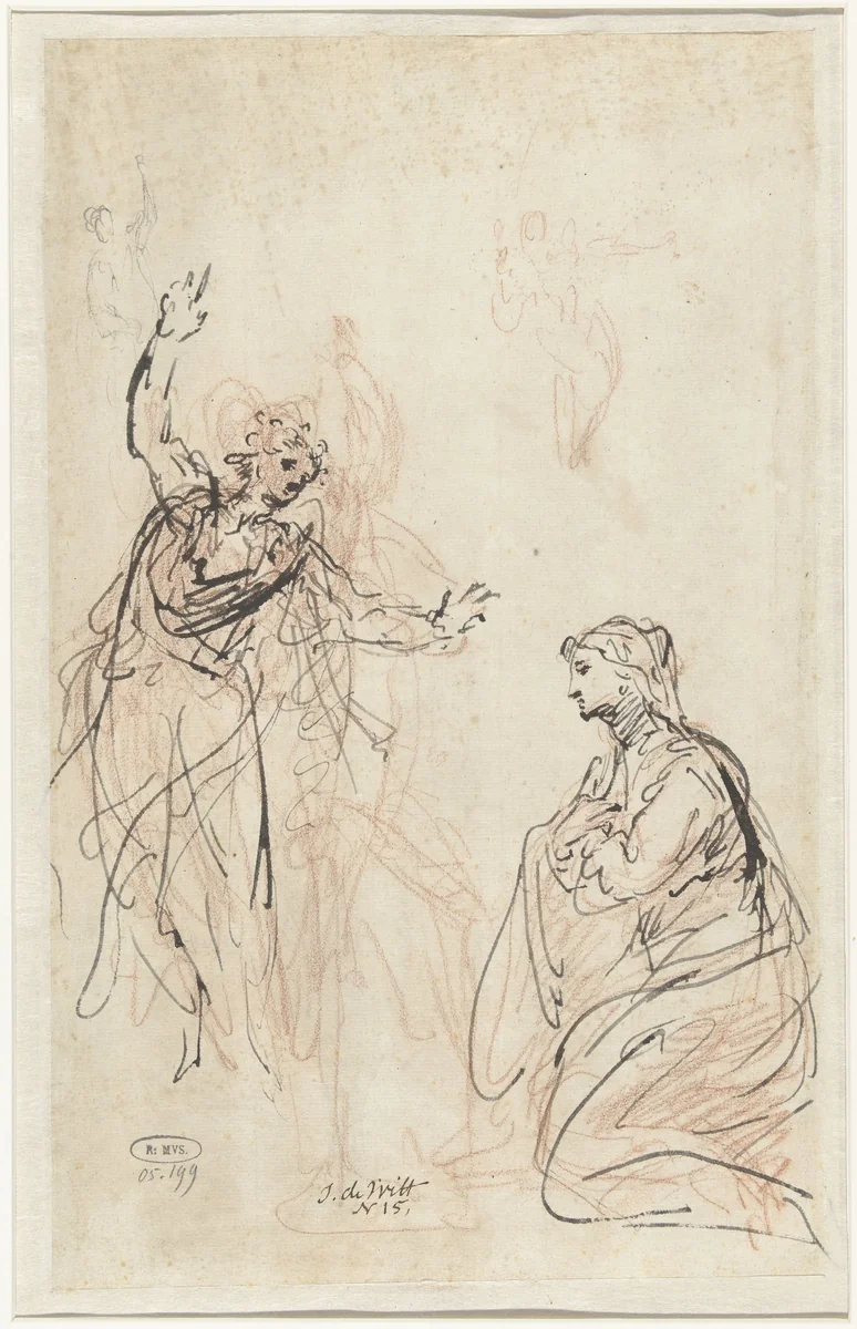 Verkondiging aan Maria by Jacob de Wit, drawing, 1705-1754