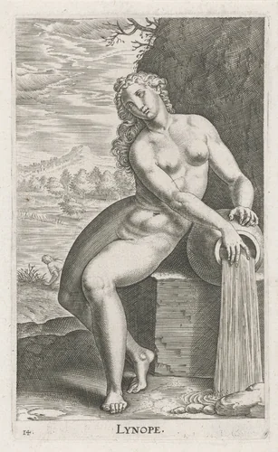 Waternimf Linope by Philips Galle, print, 1587