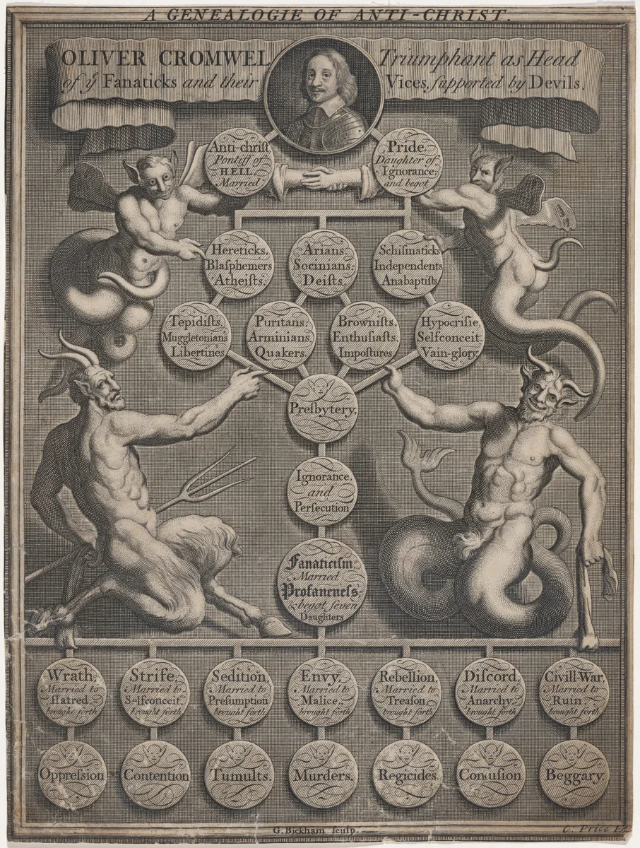 Oliver Cromwell by George Bickham Sr., print, 1684-1769