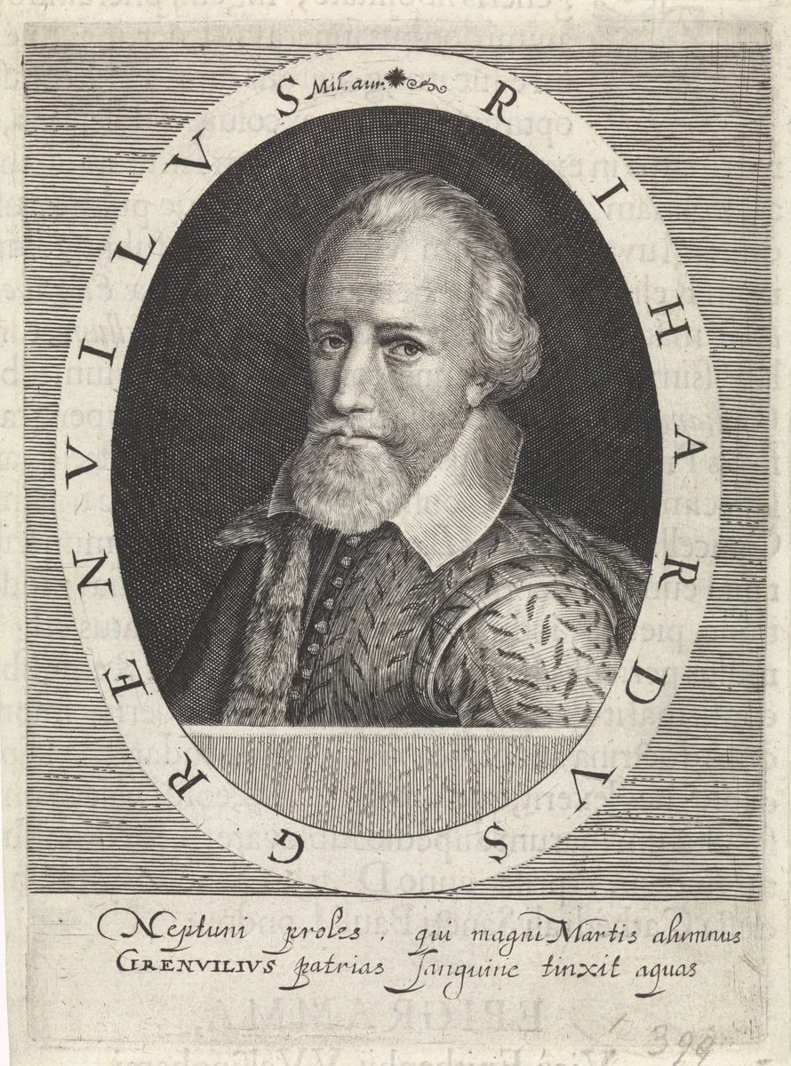 Portret van Richard Grenville by Crispijn van de Passe, print, 1620
