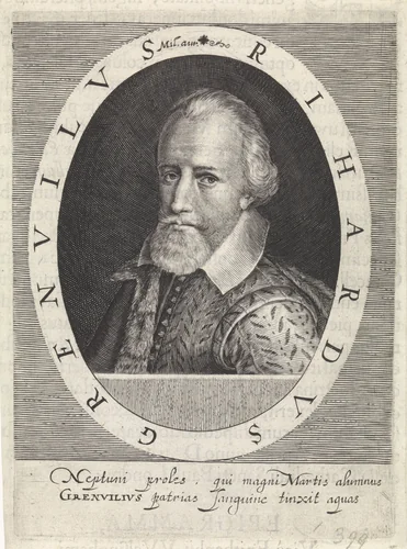 Portret van Richard Grenville by Crispijn van de Passe, print, 1620