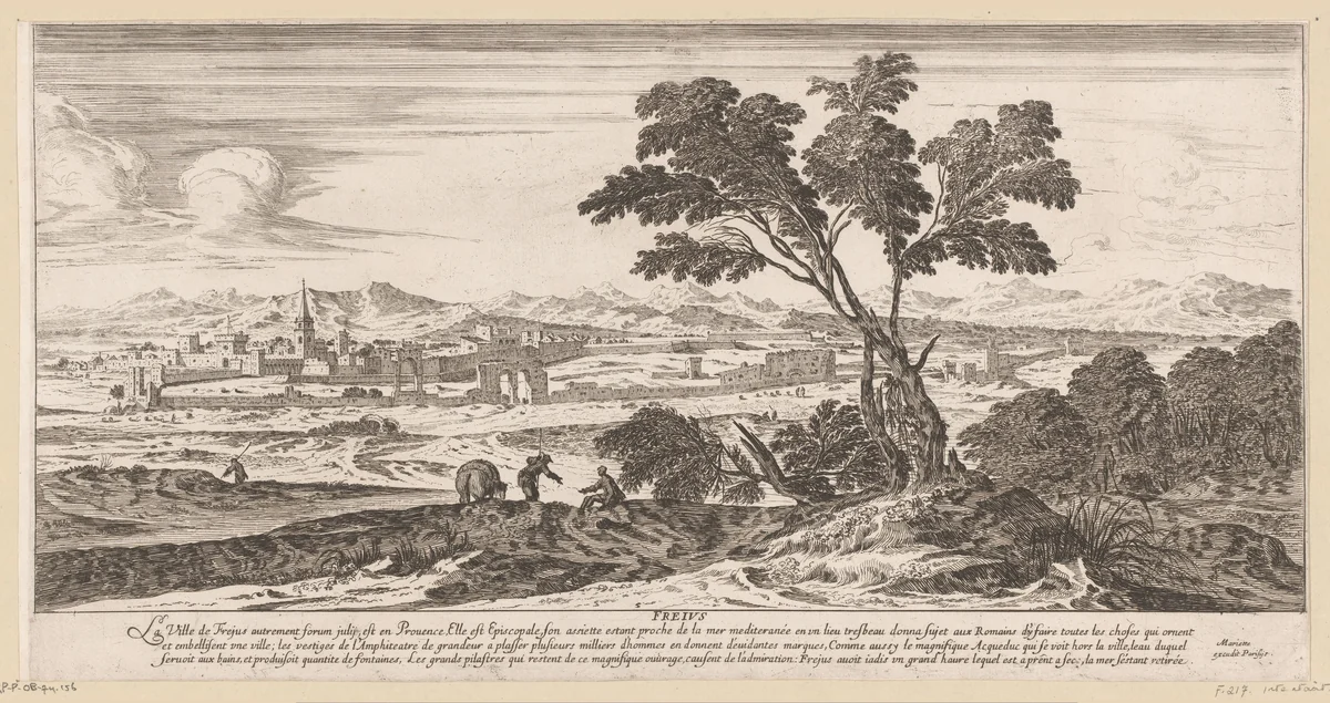 Gezicht op Fréjus by Israël Silvestre, print, 1631-1691