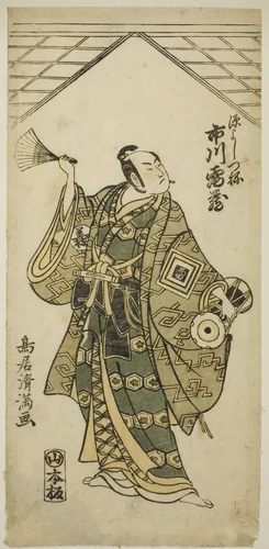 The Actor Ichikawa Raizo I as Minamoto no Yoshitsune in the play "Nihon ga Hana Hogan Biiki," performed at the Nakamura Theater in the eleventh month, 1761 by Torii Kiyomitsu I, print, 1761