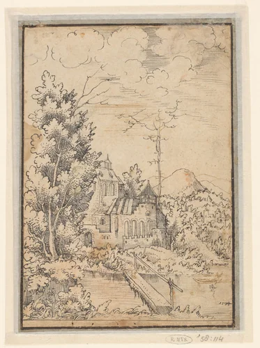 Kasteel bij een rivier by Unknown, drawing, 1544