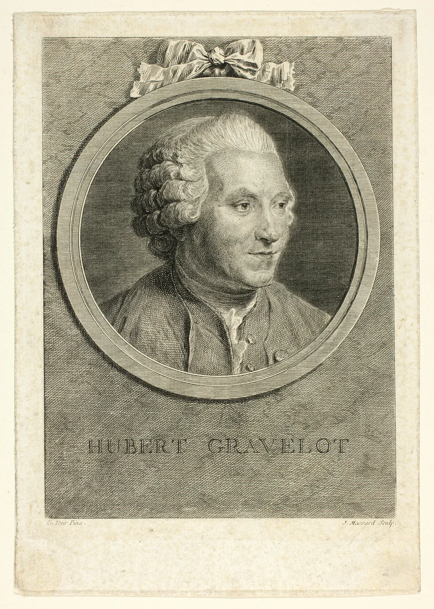Portrait of Hubert Gravelot by Jean Massard, print, 1760-1822