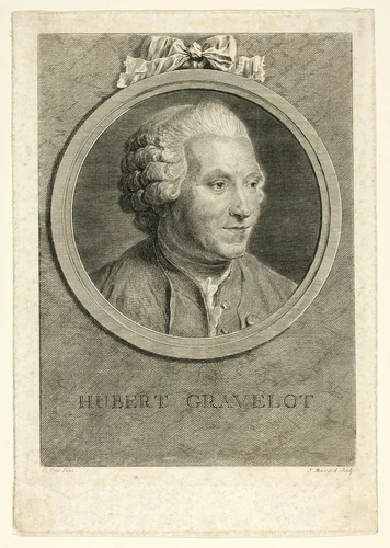 Portrait of Hubert Gravelot by Jean Massard, print, 1760-1822