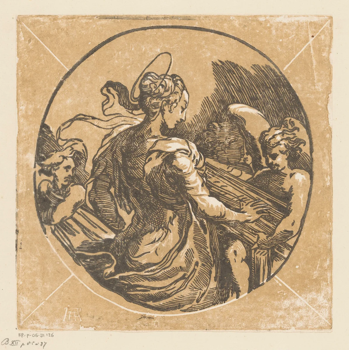Heilige Cecilia musicerend by Unknown, print, 1568-1629