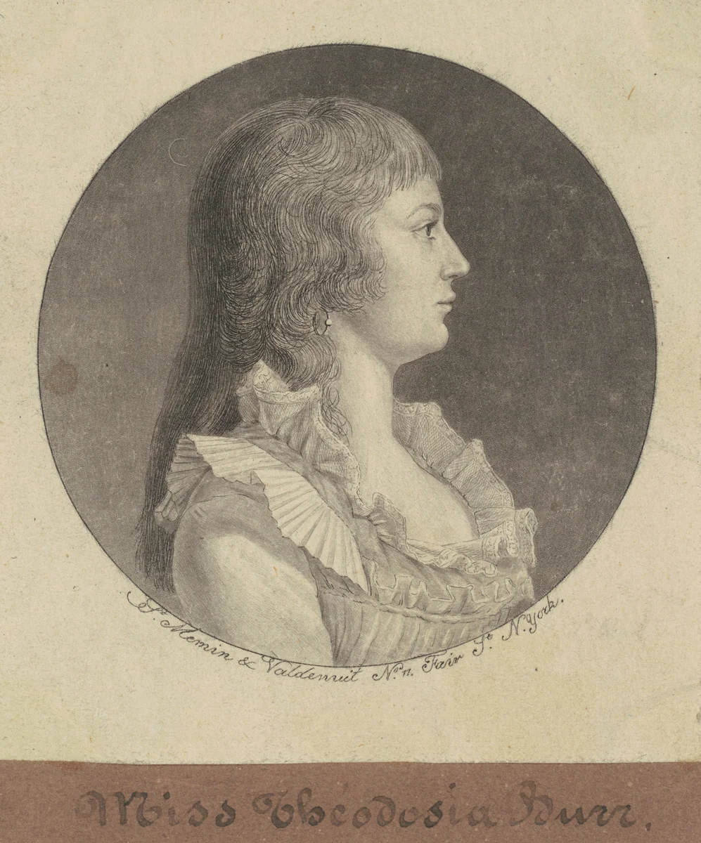 Theodosia Burr by Charles B. J. Févret de Saint-Mémin, print, 1796