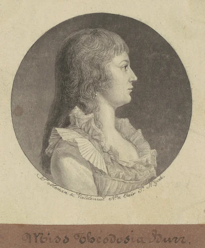 Theodosia Burr by Charles B. J. Févret de Saint-Mémin, print, 1796